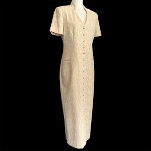 Kay Unger Midi Dress Size 10 M Pencil Button Front Elegant Old Money Classy Vtg